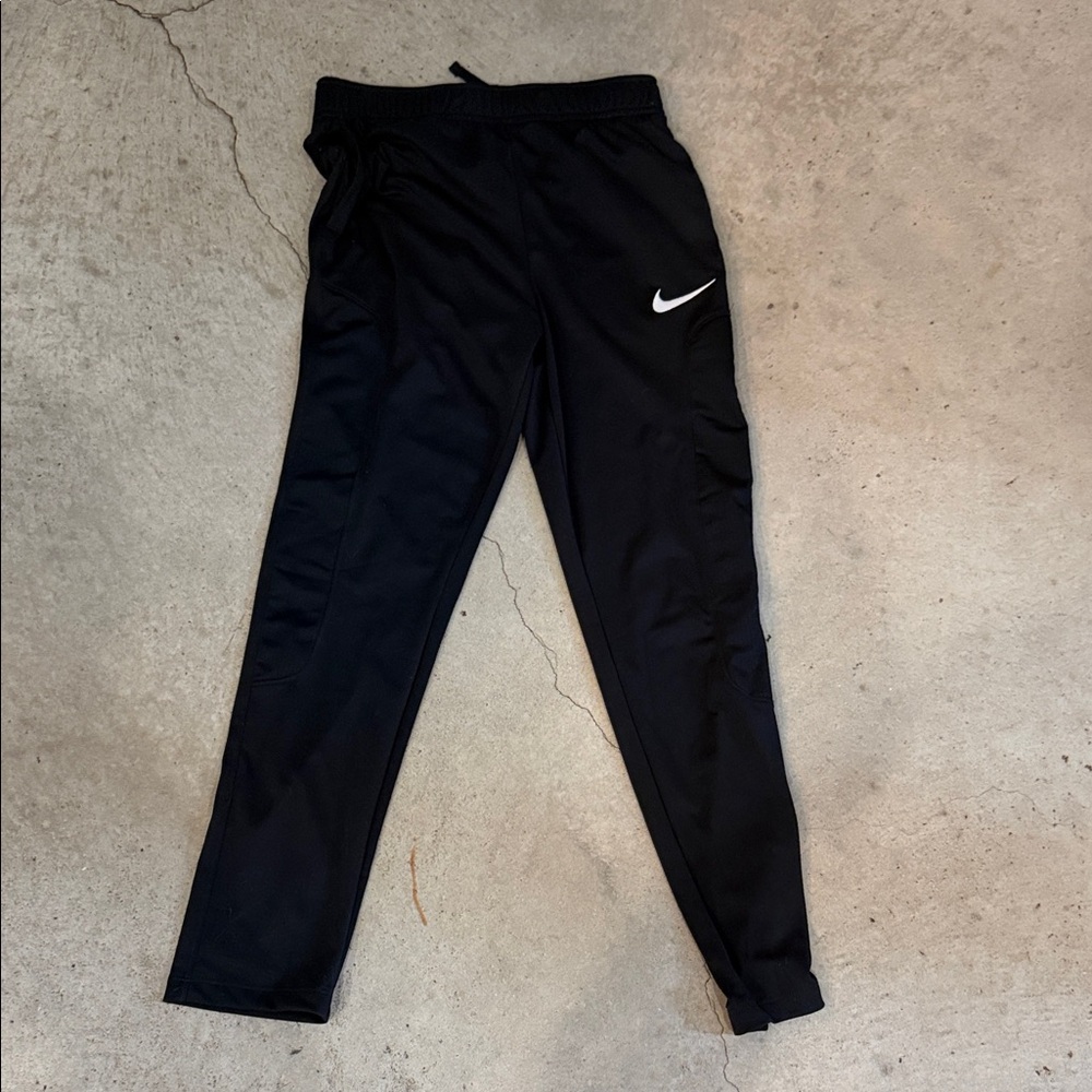 Nike Kids Black Joggers with White Swoosh
